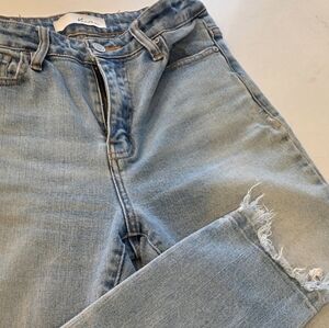 Light Blue Distressed Women's Jeans - Casual Straight Fit